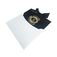 Ensemble d'invitations de mariage personnalisées en papier couché haut de gamme, style européen, estampage à chaud, logo personnalisé, finition velours noir, taille personnalisée