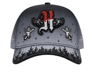 Nouvelles casquettes de style original noires avec strass et cristaux, broderie 3D, casquette ange flamme, casquettes de baseball à visière incurvée