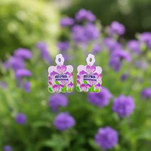 Boucles d'oreilles pendantes tendance, motif floral violet, en résine acrylique, cadeau romantique pour femme, lot de 12 pièces - Product Image 2