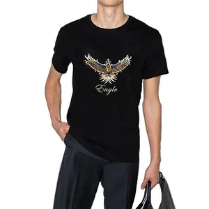 Hot Sale Vinyl Wärme übertragung Adler Design Herren O-Neck T-Shirts