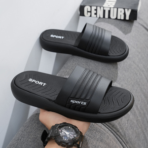 Black EVA Sporty <b>Slides</b> Open Toe Anti-Slippery Summer Outdoor Slippers Solid Color PU Lining - Product Image 5