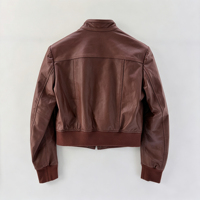 Veste en cuir pour femme en peau de mouton de haute qualité, coupe ajustée, à quatre poches symétriques, avec ourlet côtelé, idéale pour l'équitation