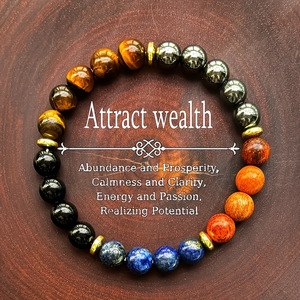 Natural <strong>Stone</strong> Bracelet Men's Trendy Tiger Eye Hematite and Lapis Lazuli Bracelet Adjustable Elasticity Fashion Bracelet <strong>Bangles</strong> - Product Image 1