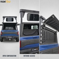 Huntoo Hardtop de camping surélevé pour benne de pick-up grand format, avec fenêtre arrière, équipement de camping coulissant