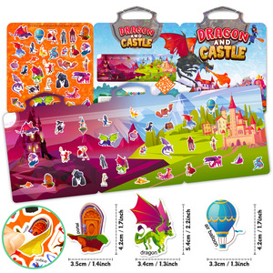 <span class=keywords><strong>Livre</strong></span> d'activités sensorielles pour enfants Lonng Castle, <span class=keywords><strong>livre</strong></span> d'autocollants en papier 3D à motifs de dessins animés, réutilisable, imperméable, <span class=keywords><strong>avec</strong></span> vernis brillant - Product Image 3