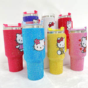 Bouteille d'eau thermique personnalisée de haute qualité avec strass, motif dessin animé, avec poignée et couvercle – Vente en gros usine - Product Image 3