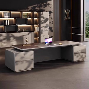 Meja Kantor Eksekutif Modern Set Furnitur Kantor Mewah Kelas Atas Bentuk L Meja Kantor CEO Meja dan Kursi Kantor Kayu - Product Image 4