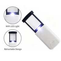 Portable Led Rectangular Pull-out Magnifier with LED Light HD 4X Acrylic Optical Lens Folding Magnifying Glass for Jewelry