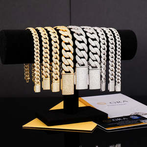 Pulsera de eslabones cubanos de plata de ley 925 con moissanita, estilo arco, chapada en oro, de 8-20 mm, estilo hip hop Miami, venta al por mayor de fábrica - Product Image 1