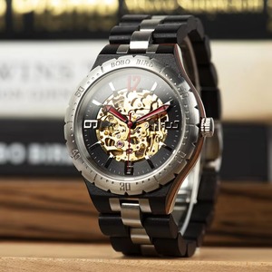 Relojes de Lujo para Hombre, Envío Rápido, Relojes de Pulsera Deportivos Mecánicos Automáticos con Esqueleto, Simulación de Madera de Bambú - Product Image 4