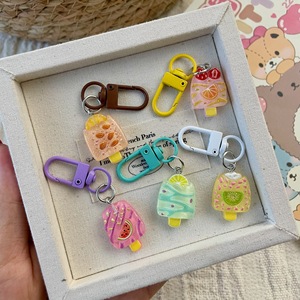 Porte-clés et breloque de sac en résine, design crème glacée aux fruits 3D et bâtonnet de glace, mignon et tendance, idéal comme cadeau - Product Image 5