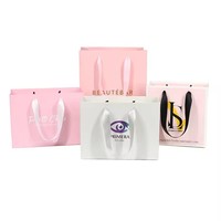 Sacs en papier cadeau noirs personnalisés avec votre propre logo, emballage en carton, sacs en papier réutilisables pour les courses avec poignées