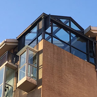 Moderna Casa de Cristal Prefabricada con Estructura de Aluminio y Doble Vidrio Templado Low-E, Alto Aislamiento Térmico, Extensión para Exteriores