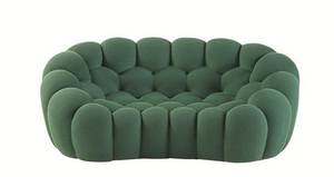 Sillón Moderno Tapizado en Tela con Brazos Curvos, Sofá Individual Verde para Sala de Estar, Relleno de Espuma, Sofá Burbuja 3D - Product Image 4