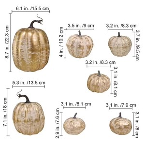 7 Calabazas de Espuma Realistas con Acabado Escarchado, Surtido Blanco y Dorado, para Decoración de Mesa en Otoño, Acción de Gracias, Pascua, Graduación y Hogar - Product Image 4