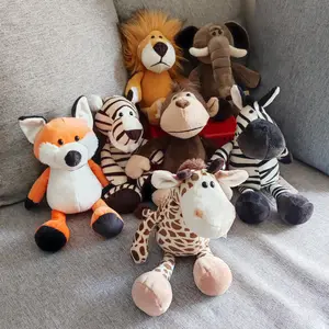 CPC Fábrica de Atacado de Brinquedos de Animais da Floresta Macio Tigre de pelúcia Guaxinim Girafa Elefante Boneco de pelúcia Zoológico Conjunto de Animais Brinquedo Infantil