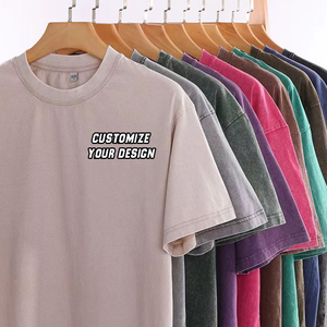 T-shirt grafica 100% in cotone con Logo personalizzato oversize a spalla larga Vintage con pietra lavata lunga con stampa DTG - Product Image 3