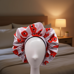 Bonnet de nuit réversible en satin de soie avec logos personnalisés, bandeau réglable pour femmes, 100% soie, quatre saisons, marque NRLLC - Product Image 2