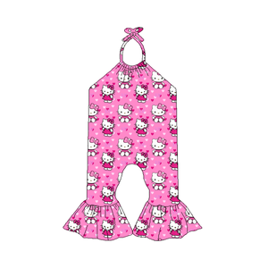 Baju terusan anak perempuan baru lahir, motif Barat celana panjang tanpa lengan Bodysuit kasual dengan gaya Tie-Up - Product Image 4