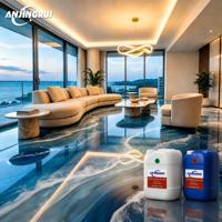 Revêtement de sol en résine époxy métallique auto-nivelant, antidérapant, haute brillance, effet marbre océanique 3D, sans joint, pour hôtel, villa, chambre