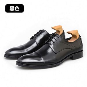 Luxury Breathable <b>Pointed</b> Toe Lace-Up Men's Formal Business Shoes Genuine Leather Upper Lightweight Anti-Slip Office Career - Product Image 5