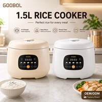 Cuisinière à riz électrique 1,5 L, 4-8 portions, cuve intérieure antiadhésive facile à nettoyer, écran LCD, 4 modes de cuisson, maintien au chaud automatique, qualité alimentaire