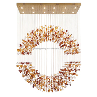 Grand lustre circulaire en verre cristal à dégradé de couleurs, luminaire suspendu de luxe pour hall d'hôtel, villa, plafond haut