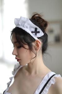 Kadın egzotik seksi şeffaf üniforma hizmetçi takım iç çamaşırı dantel ve yay süslemeleri ile dokuma Net kumaş tasarım oymak - Product Image 6