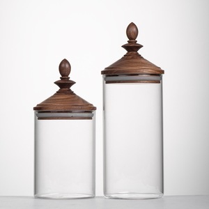 Cổ Điển Nhật Bản Phong Cách Lưu Trữ Lọ Thủy Tinh Borosilicate Cao Với Nắp Bằng Gỗ Cho Trà Và Cà Phê Nhà Bếp Sử Dụng - Product Image 5