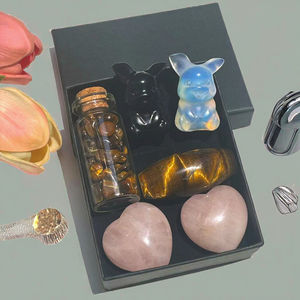 Piedras Curativas al por Mayor, Cuarzo Rosa Natural, Bola de Cristal en Forma de Corazón Galvanizada, con Caja, para Regalo del Día de San Valentín - Product Image 3