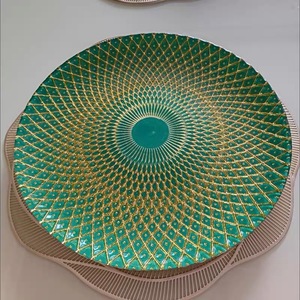 Assiette à fruits ananas en verre écologique de style européen, couleur vert paon, la plus vendue sur Xiaohongshu, présentoir à bijoux <span class=keywords><strong>plat</strong></span> de 13 pouces - Product Image 4