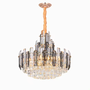 Luz de techo de cristal moderna personalizada de fábrica Iluminación de araña de cadena de hierro moderna - Product Image 3