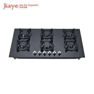 Jiaye Tempered Glass Bảng điều chỉnh sáu được xây dựng trong bếp gas nhiều knobs được xây dựng trong khí HOB với thiết bị an toàn hộ gia đình sử dụng dễ dàng để làm sạch