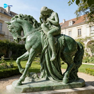 Patung Lady Godiva dari Marmer Putih Ukuran Asli, Gadis Seksi dengan Patung Kuda - Product Image 2