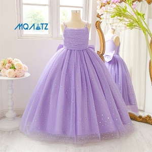 Abito in Raso con Ricamo Floreale <span class=keywords><strong>per</strong></span> Bambine, Colletto a Fiocco con Scollo Tondo, Abbigliamento Formale <span class=keywords><strong>per</strong></span> Feste e Matrimoni Estivi - Product Image 2