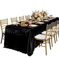 Nappe de banquet et jupe de table en polyester haut de gamme personnalisées, style luxe léger, avec housse rectangulaire en satin pour événements hôteliers