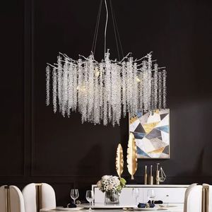 Luxe Moderne L120cm Salle À Manger Ovale Chrome Couleur K9 Cristal Willow Lustre Lumières - Product Image 2