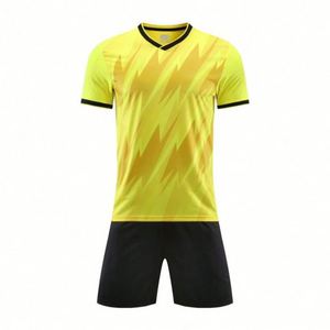 Venta Directa de Fábrica, Uniforme de Fútbol Amarillo Personalizado, 100% Poliéster, Malla Transpirable de Secado Rápido, Tallas Grandes, Unisex, Transferencia Térmica - Product Image 1