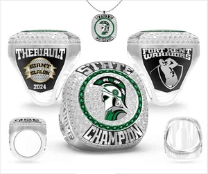 แหวนแชมป์เปี้ยนชิพโลหะผสมสังกะสีชุบทองคำขาว/แพลตตินั่มคุณภาพสูง ประดับคริสตัลไรน์สโตน สำหรับกีฬาเบสบอล  ปรับแต่งได้ตามความต้องการ - Product Image 1