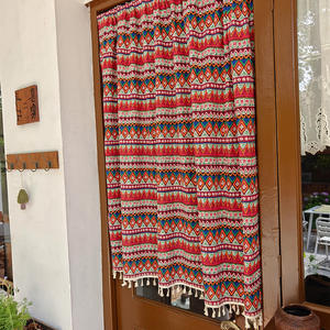 Boho ม่านประตูแบบไม่เจาะรู, ม่านหน้าต่างประตูสไตล์โฮมสเตย์<span class=keywords><strong>คาเฟ่</strong></span> - Product Image 3