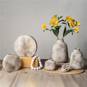 Commercio all'ingrosso rustico Vintage rotondo vaso <span class=keywords><strong>in</strong></span> ceramica del Vietnam artigianato a buon mercato <span class=keywords><strong>in</strong></span> <span class=keywords><strong>cemento</strong></span> <span class=keywords><strong>cemento</strong></span> <span class=keywords><strong>fioriere</strong></span> per la casa decorazione da tavolo - Product Image 3