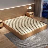 Lit plateforme simple en bois de pin massif, moderne, simple ou double, pour hôtel ou maison d'hôtes, sans tête de lit, facile à assembler