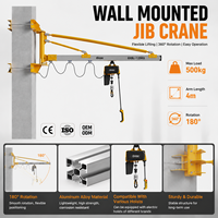 Grue à flèche murale en aluminium de 500 kg, gain de place, avec pompe de levage électrique, moteur, engrenage, commande PLC et poignée de commande suspendue, personnalisable pour la levée