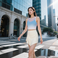 Short de yoga pour femme en nylon fin, anti-reflet, détachable, tricoté et perlé, pour le sport, le fitness et le badminton, ensemble deux pièces d'été