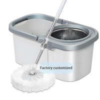 Seau à serpillière rotatif à 360 degrés en acier inoxydable, auto-essoreur, écologique, avec serpillière plate, capacité 700 ml – Vente en gros usine, best-seller