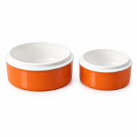 Ensemble de bols en mélamine orange à rebord blanc surélevé, 11,5 cm et 13,2 cm, intérieur brillant, design étagé, qualité alimentaire, vente en gros OEM