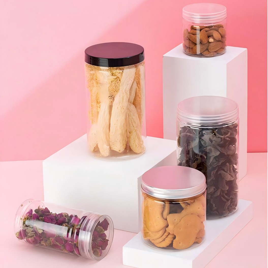 89-400 Neck Fine Jars 12 oz Clear PET Plastic Jar Safe Lid for 1kg 10 Food 1500ml Candy Jelly Storage Also Lollipop Canned Food