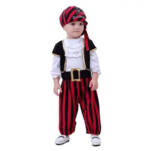 2024 Cool Toddler Children Boys Cosplay Halloween Fancy 2-5 Years Outfits Jumpsuit Pants Set Pirate Captain Costumes sets kids