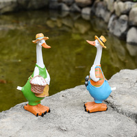 Statues de canards en résine de style campagnard américain, colorées et originales, à prix d'usine, ornement animal, alimentées à l'énergie solaire, étanches, pour jardin extérieur