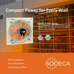 Ventilateurs Sodeca pour applications industrielles, ventilateurs à entraînement par courroie CMRH avec poulie de moteur électrique, protections de courroie pour installation horizontale - Product Image 4